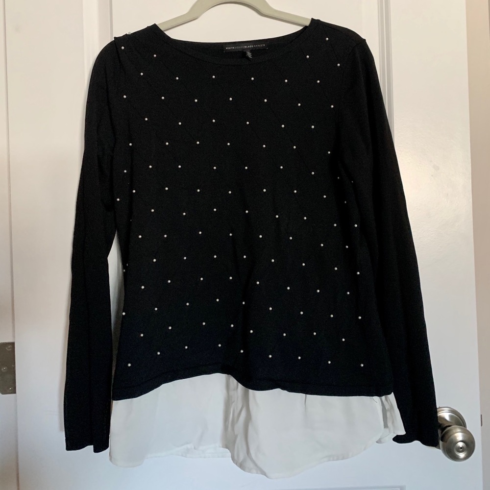 WHBM black sweater with attached hem